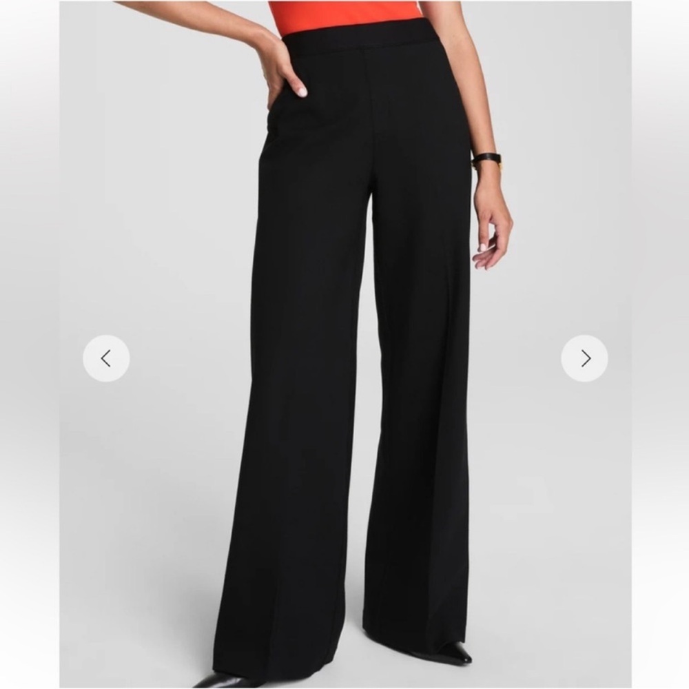 Wide-Leg Black Pull-On Dress Pants